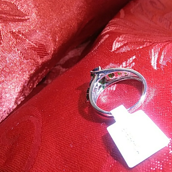 Green Chrome Diopside Sterling Silver 7 Stone Rin - Picture 2 of 2